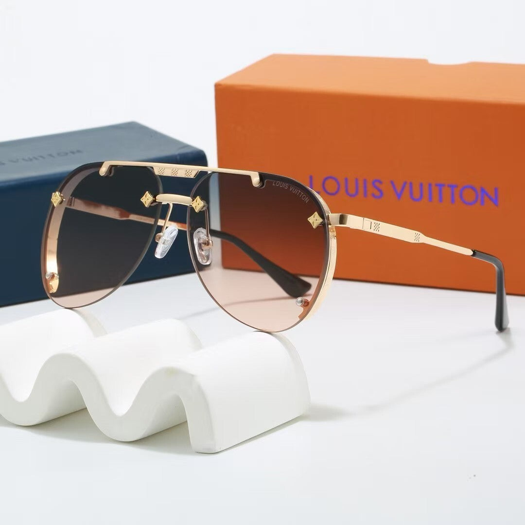 Louis vuitton Metal Double Bridge Aviator Sunglasses with Monogram Details Aviator